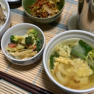 竹輪と小松菜のかきたま汁